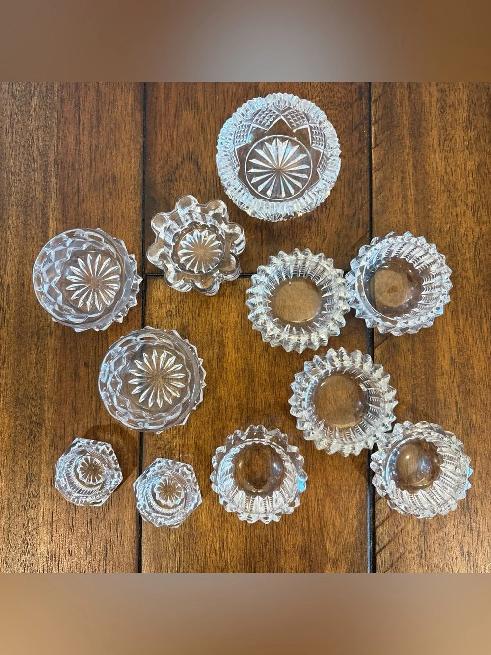 VTG Glass Salt Dip Cellar Clear Pressed Pattern Mixed Lot Set of 11 Table Decor